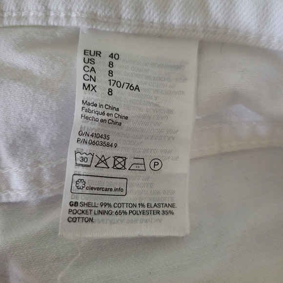 H&M White Distressed Raw Hem High Rise Jean Shorts Size 8 - Picture 4 of 4